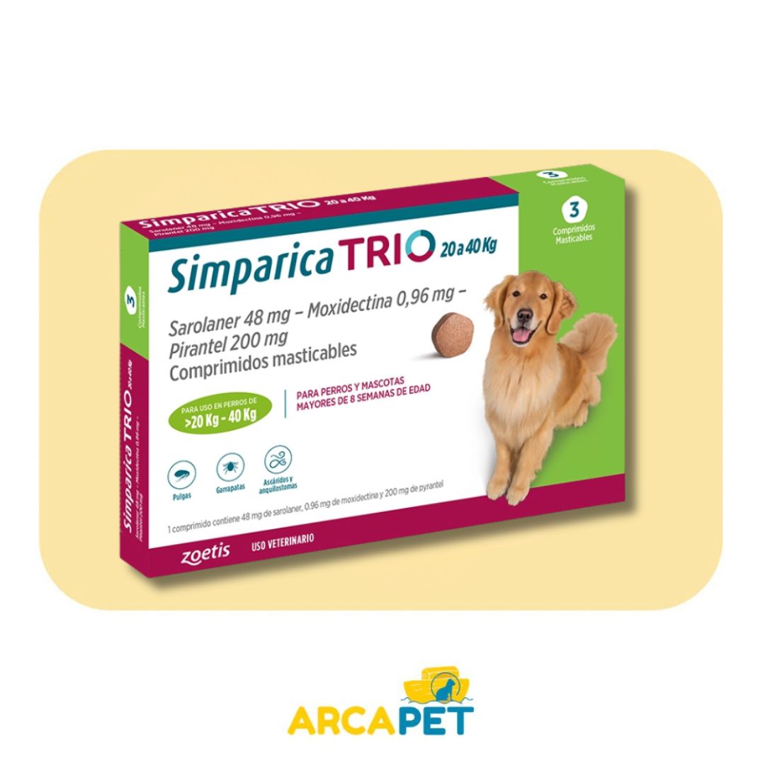 Simparica Trio 20 a 40 kg 3 comprimidos