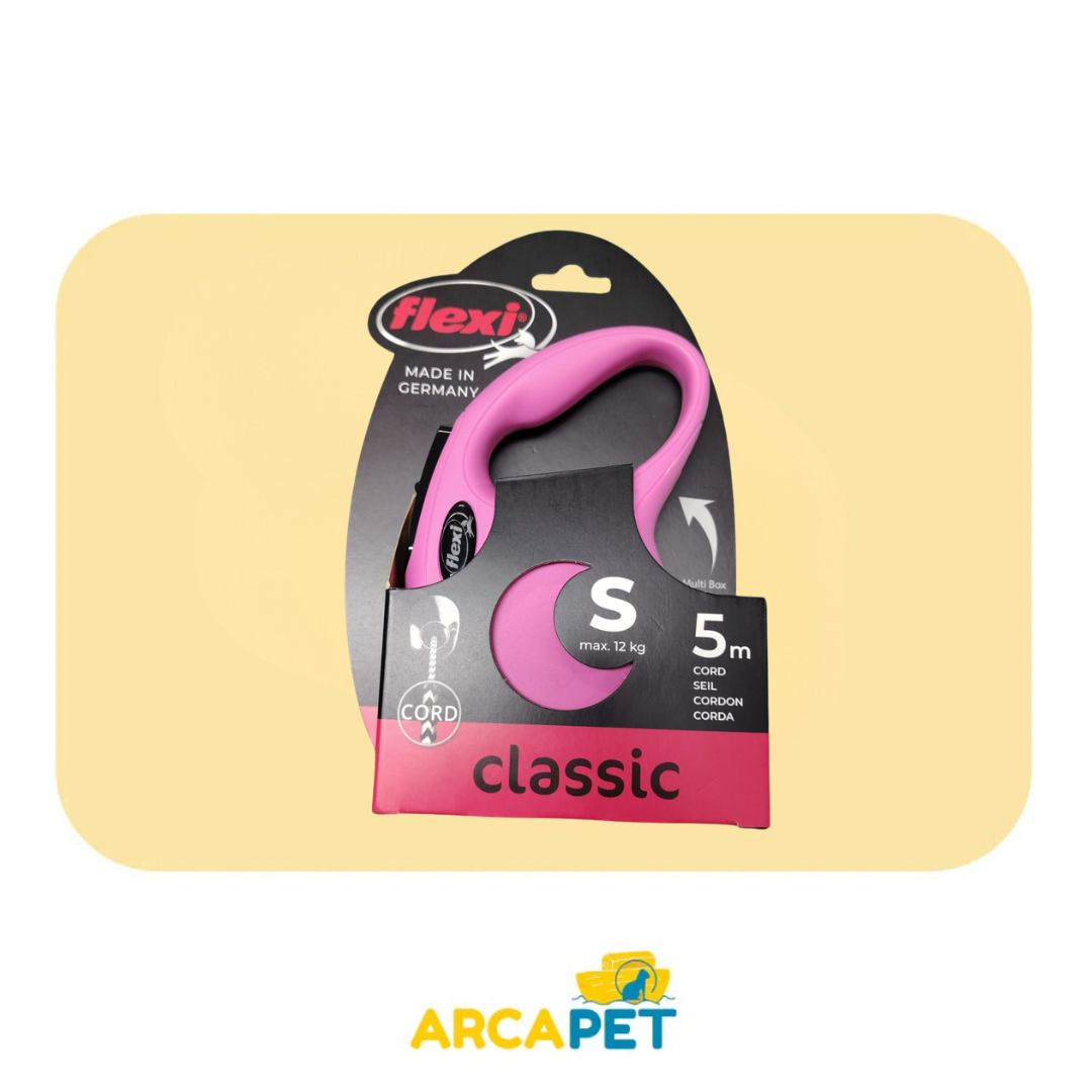 Correa Retractil Flexi New Classic S Rosado 5m 12Kg