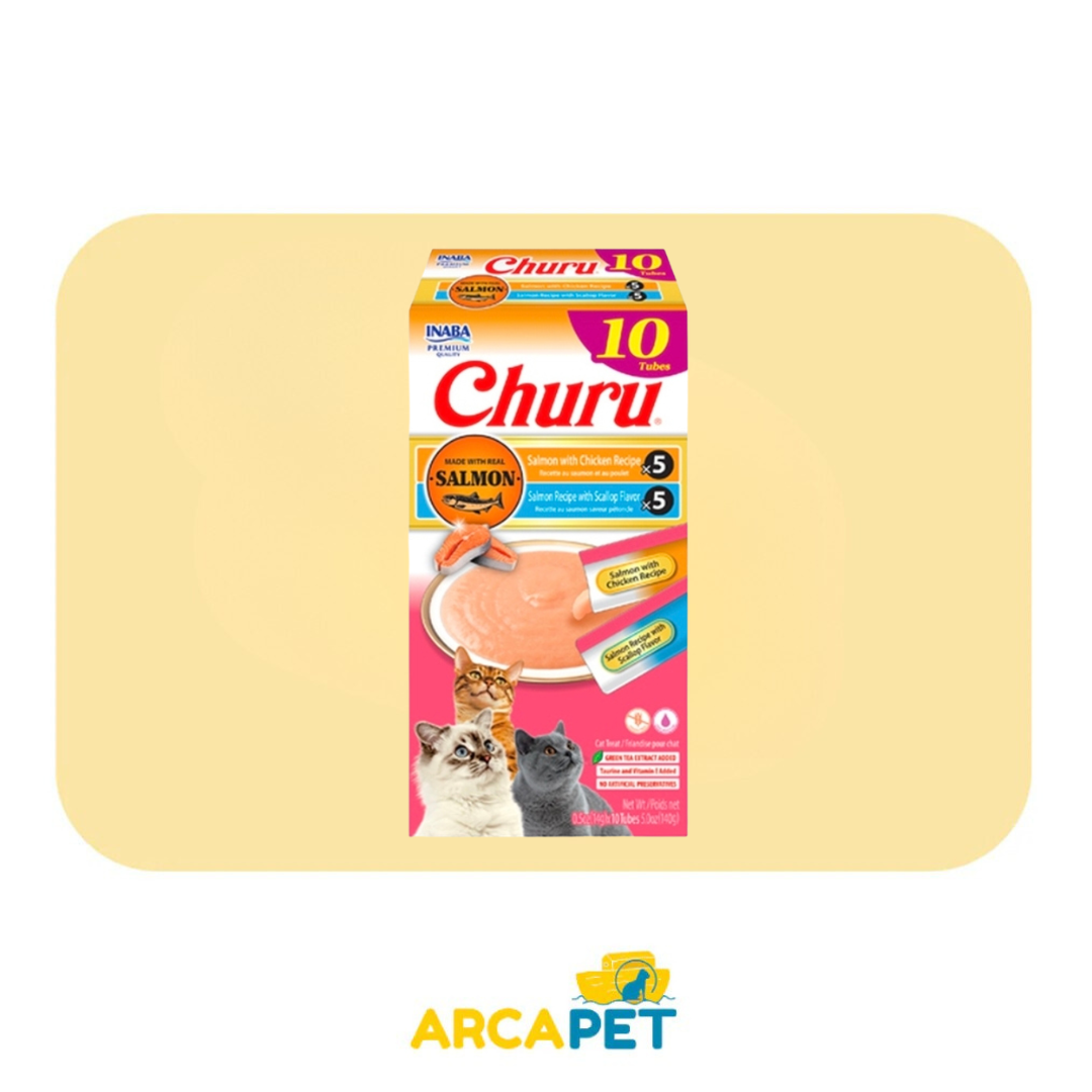 Churu Cat Salmon Pollo/Salmon Ostión x10 Tube 140gr