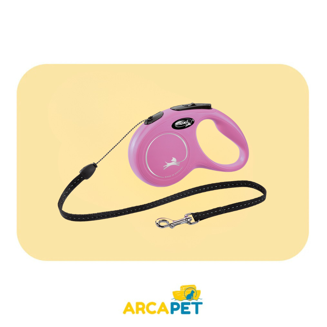 Correa Retractil Flexi New Classic S Rosado 5m 12Kg
