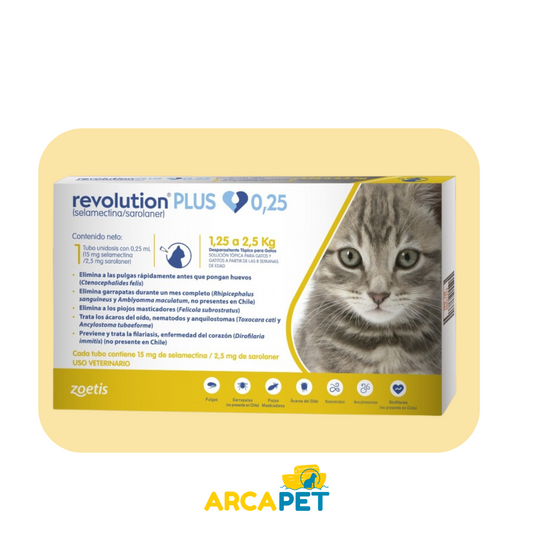 Pipeta Revolution Plus Gatos 1,25 - 2,5 KG (0,25 Ml)