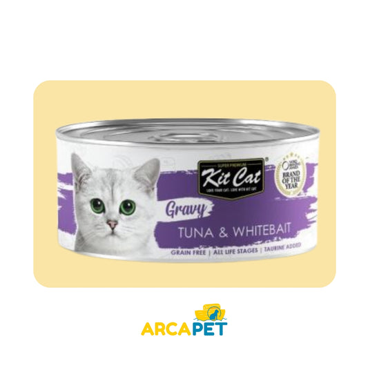 Lata Kit Cat Gravy Atun y Pescado blanco 70gr