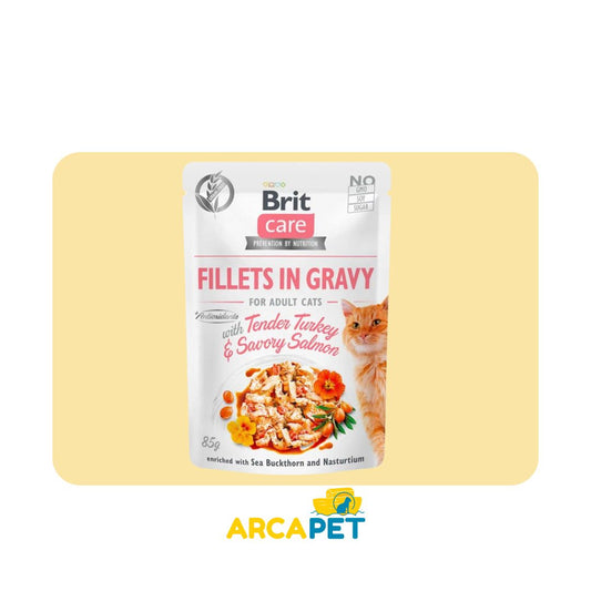 Brit Care Pouch Cat Fillets Turkey and Savory Salmon 85Gr