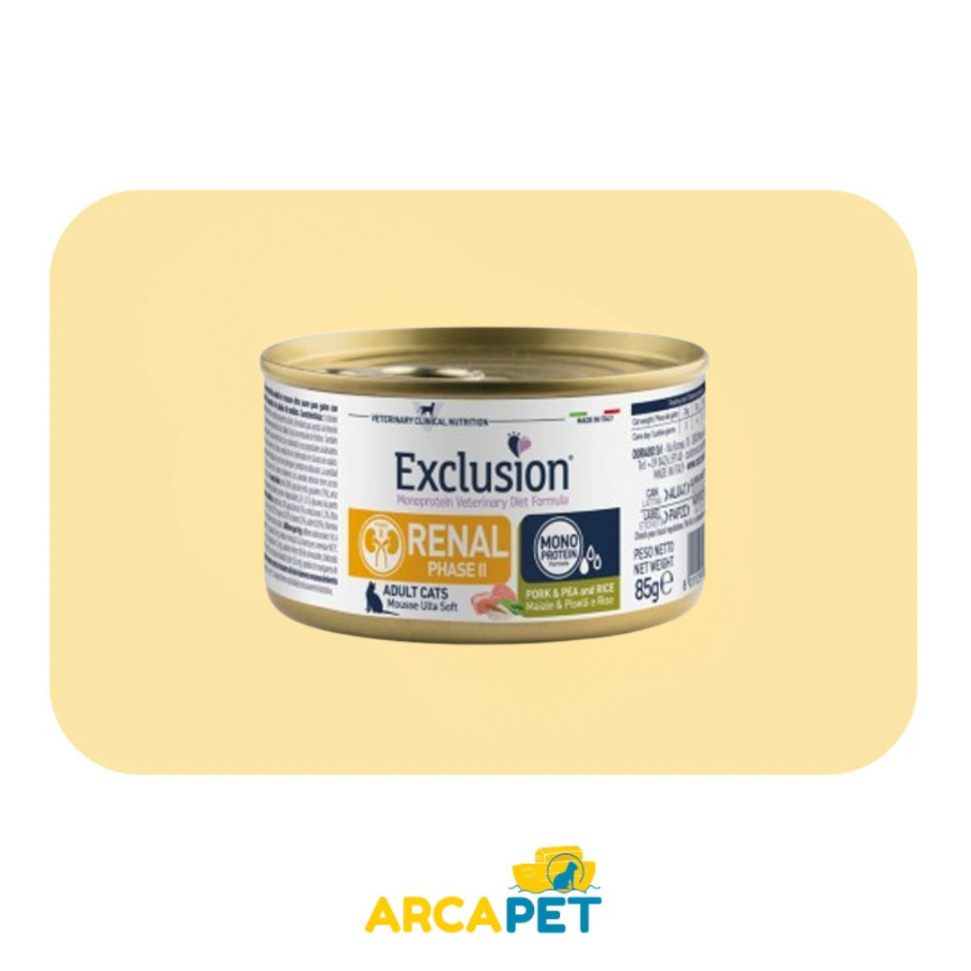 Lata Exclusion Renal Gato 2 Cerdo Arveja Arroz 85g