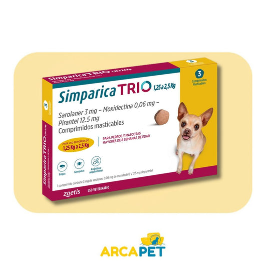 Simparica Trio 1.25 a 2.5 Kg 3comp