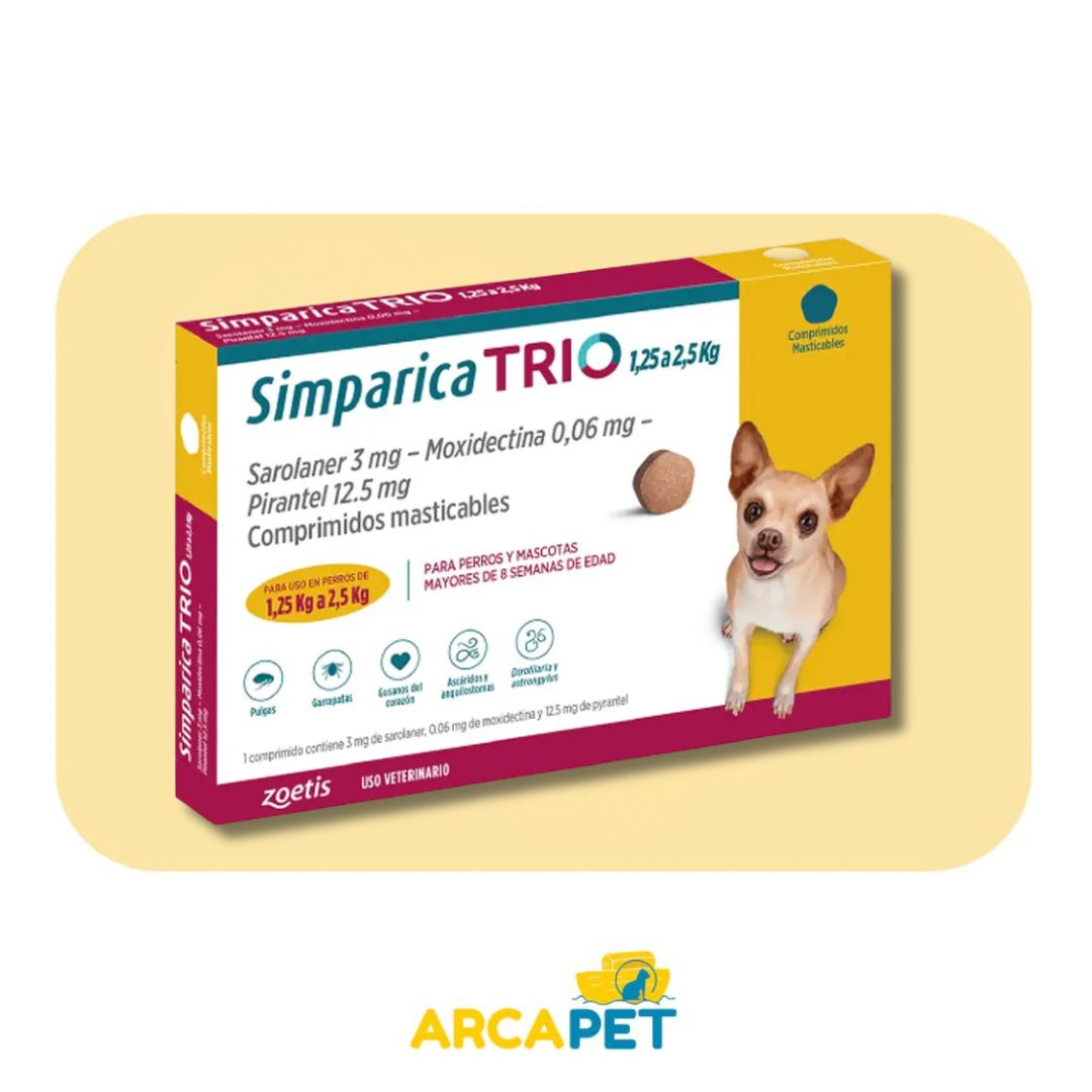 Simparica Trio 1.3-2.5Kg X1 Comprimido Arca Pet chile