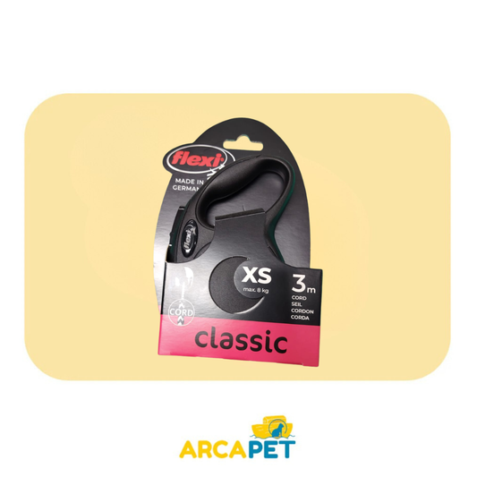 Correa Retractil Flexi New Classic XS Negro 3m 8Kg
