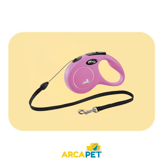 Correa Retractil Flexi New Classic S Rosado 5m 12Kg
